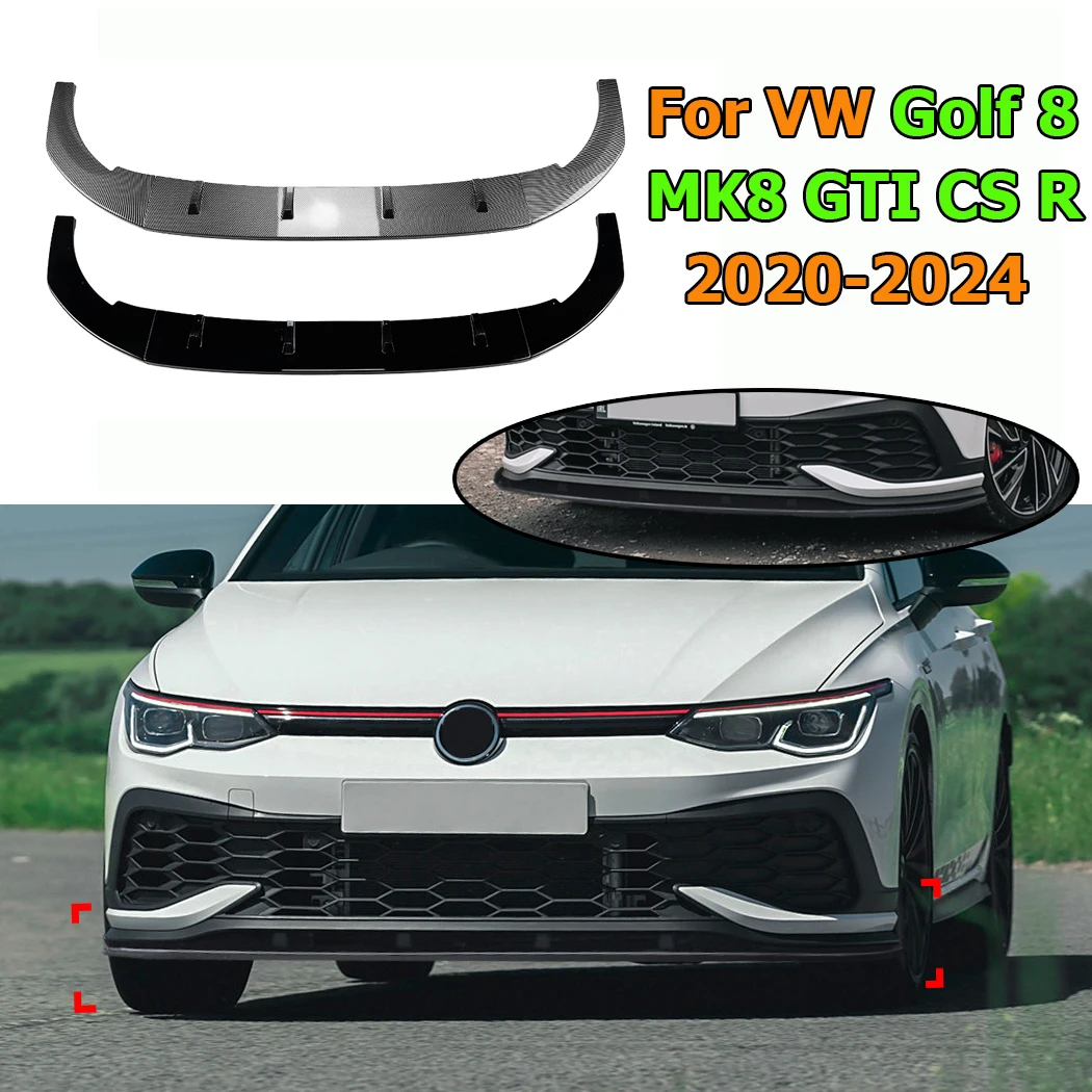 For VW Golf 8 MK8 GTI CS R 2020-2024 Car Front Bumper Lip Spoiler Diffuser Exterior Trim Protection Accessories