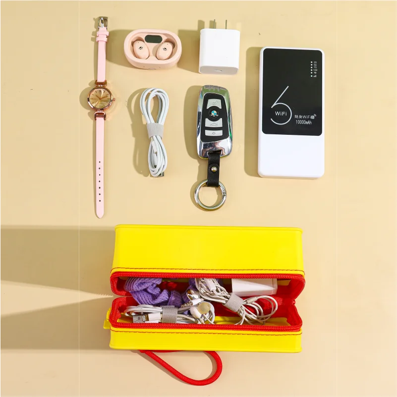 Creative Building Block Shaped Handbag Pen Storage Bag with Rope Portable Stationery Organizer Pencil Case Sundries Organizer