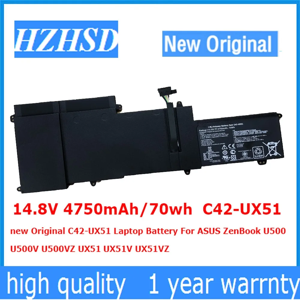 Nova Original Bateria do Portátil para Asus Zenbook U500 U500v U500vz Ux51 Ux51v Ux51vz 14.8v 4750mah C42-ux51 C42-ux51 70wh