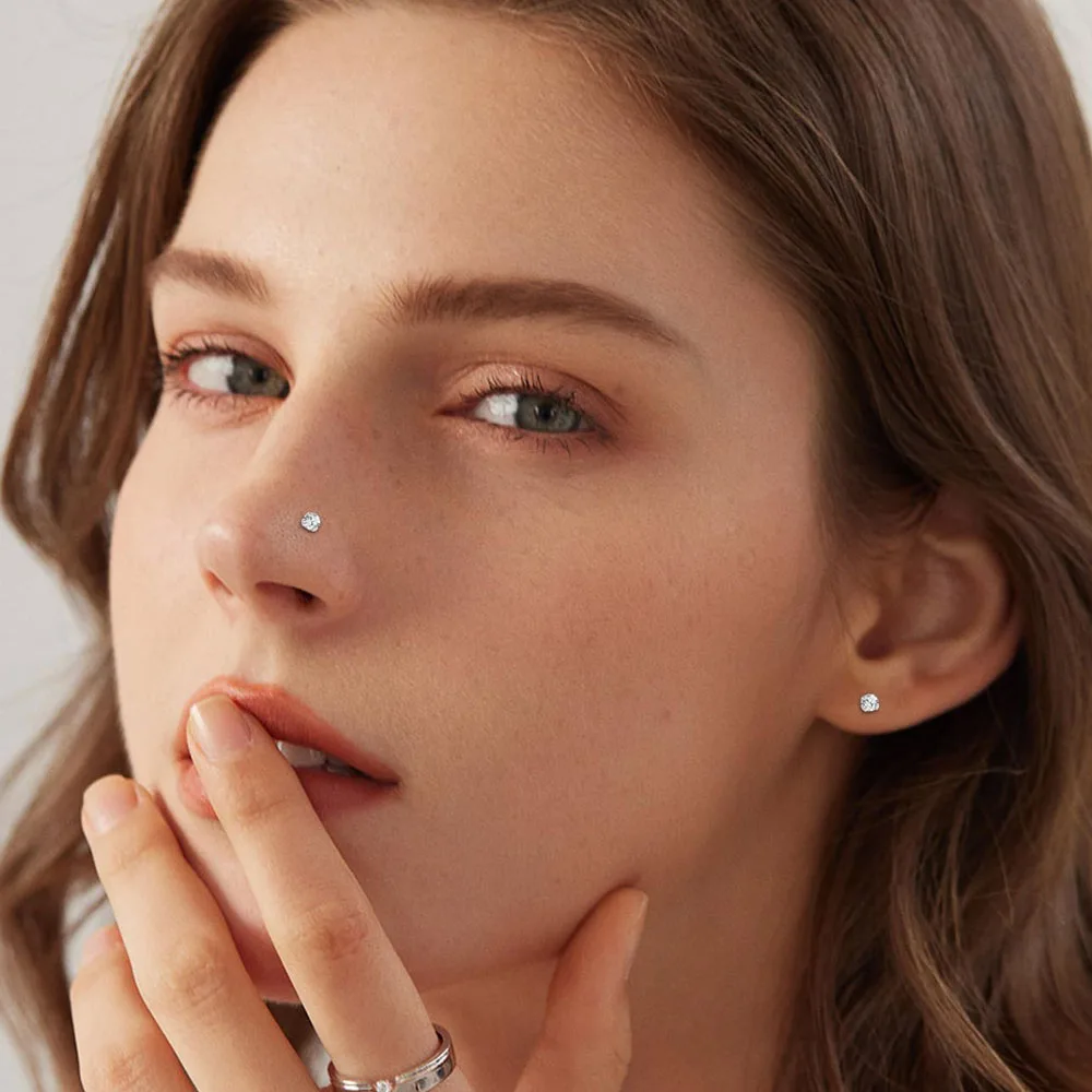 1Pcs 20G Nose Rings for Women Piercings Jewelry Hoops L Shape Studs Screw 316L Surgical Stainless Steel for Men Women