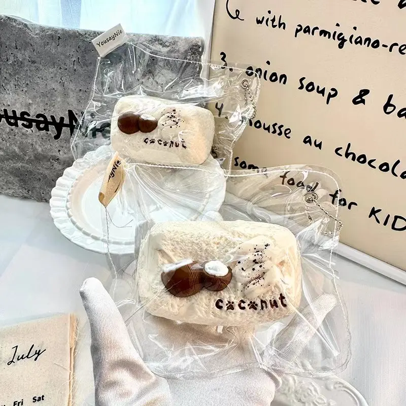 A delicious and visually appealing handmade coconut-cocoa squishy toy.