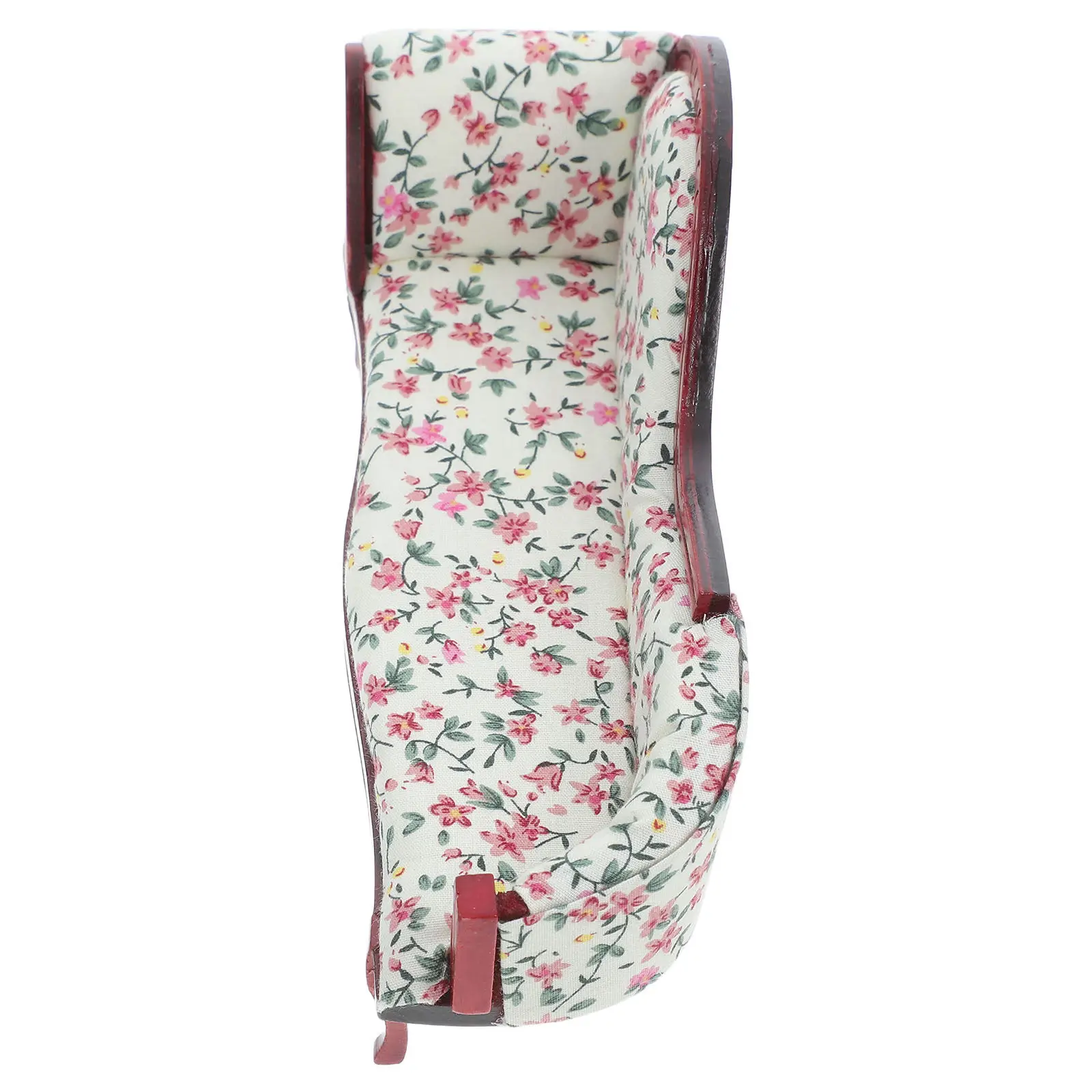 

Миниатюрный шезлонг в масштабе 1:12, винтажный стиль, с цветочным узором, мягкая обивка, мебель для кукольного домика, миниатюрный деревянный шезлонг для гостиной