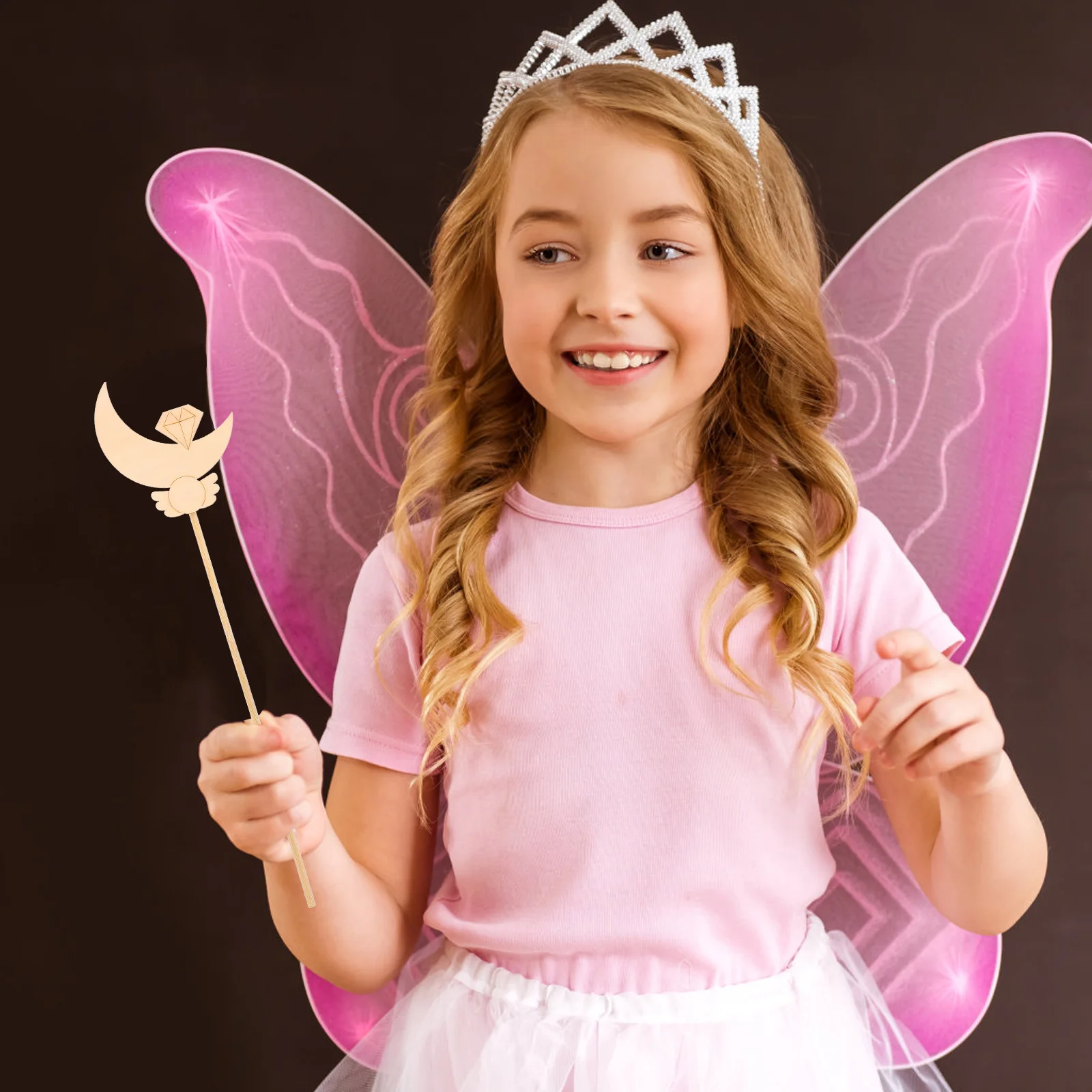 ULDIGI 10pcs Wooden Fairy Sticks Coloring Toy for Kids Unfinished Princess Graffiti Craft Beige