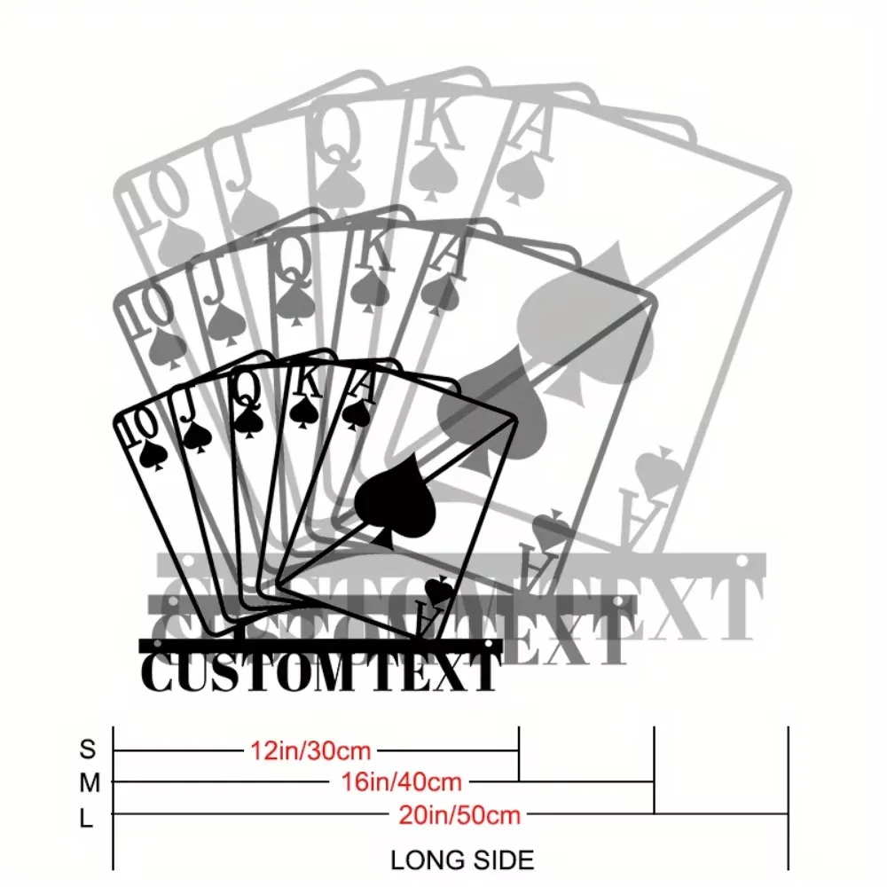 Trendy Sleek Customizable Playing Card - Themed Metal Wall Decor. Personalized Name Feature, Great for Poker Game Areas.