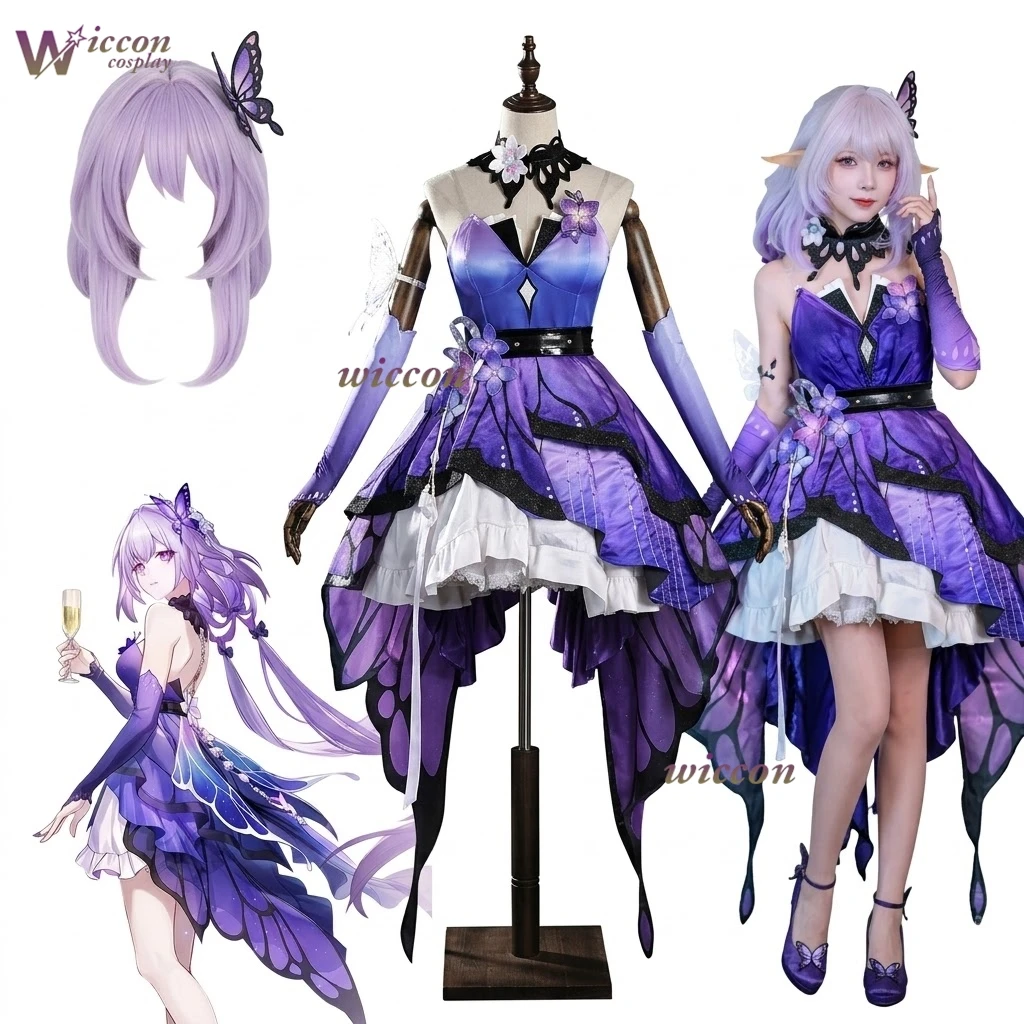 

Honkai Star Rail Castorice Cosplay Costume New Skin Dreamy Butterfly Outfit Game Anime With Wig Anime Convention Role Play