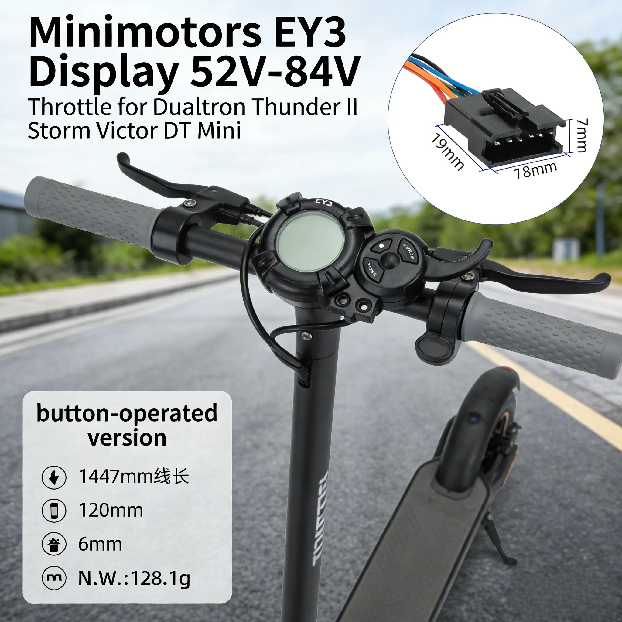 

Дисплей Minimotors EY3 52В-84В с ручкой газа для Dualtron Thunder II, Storm, Victor, DT Mini