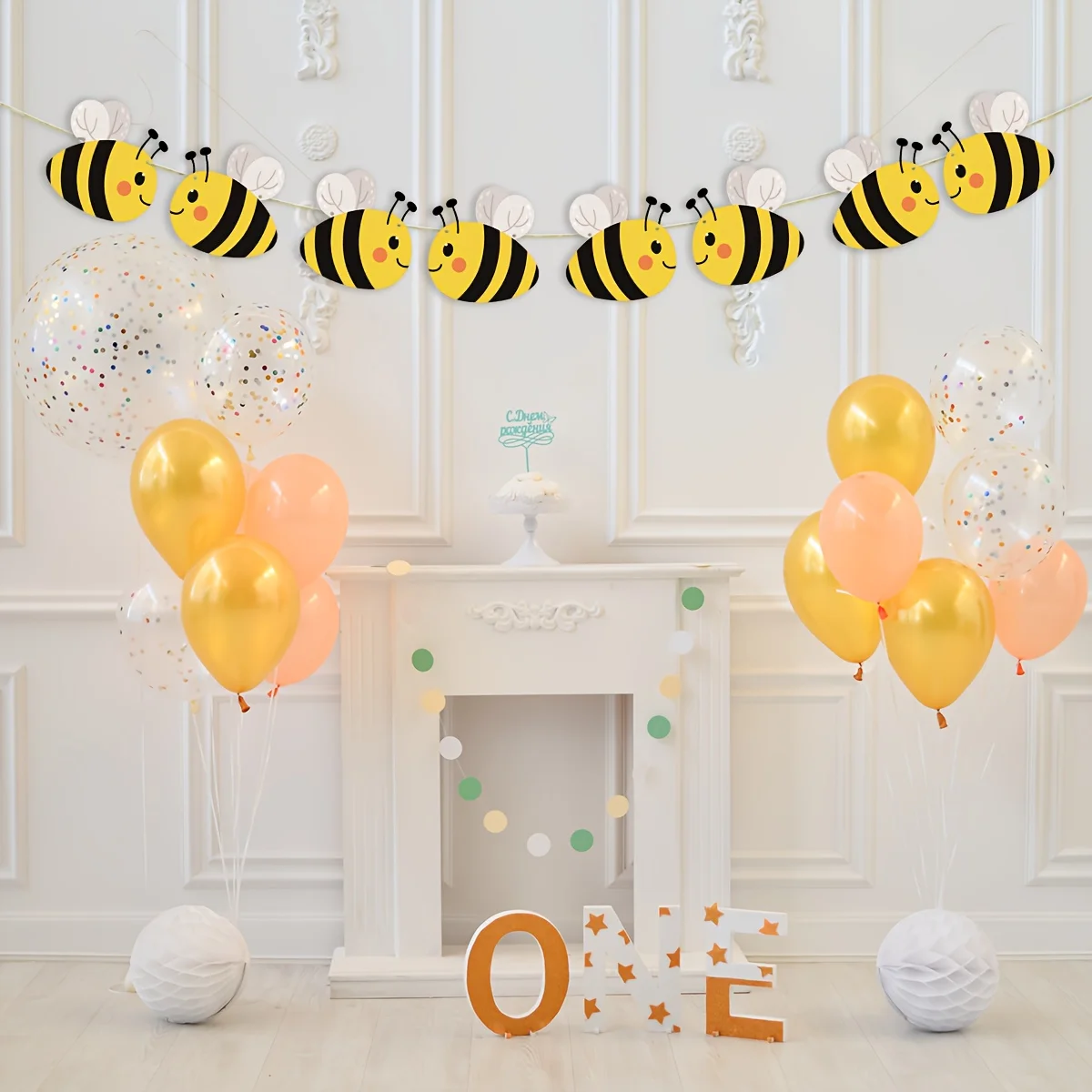 1 Stück Bienenbanner, Party-Dekoration, vielseitig, Geburtstag, Jubiläen, saisonale Feiern, Papier, Bienenmuster, Babyparty-Dekorationen – Detail 3