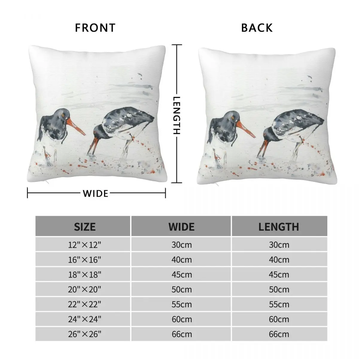 Oystercatcher Square Pillowcase Polyester Linen Velvet Creative Zip Decor Throw Pillow Case Sofa Seater Cushion Case