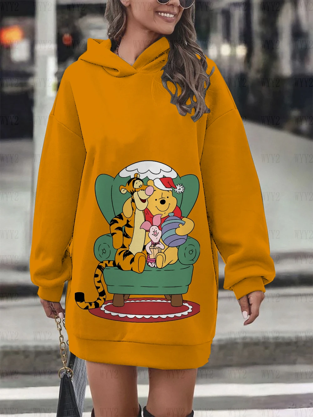 Disney Christmas Mickey Mouse Minnie Hoodie Dress Fashion Disney Sweatshirt Sweatshirt Dress Allover Printed Hoodie for Women