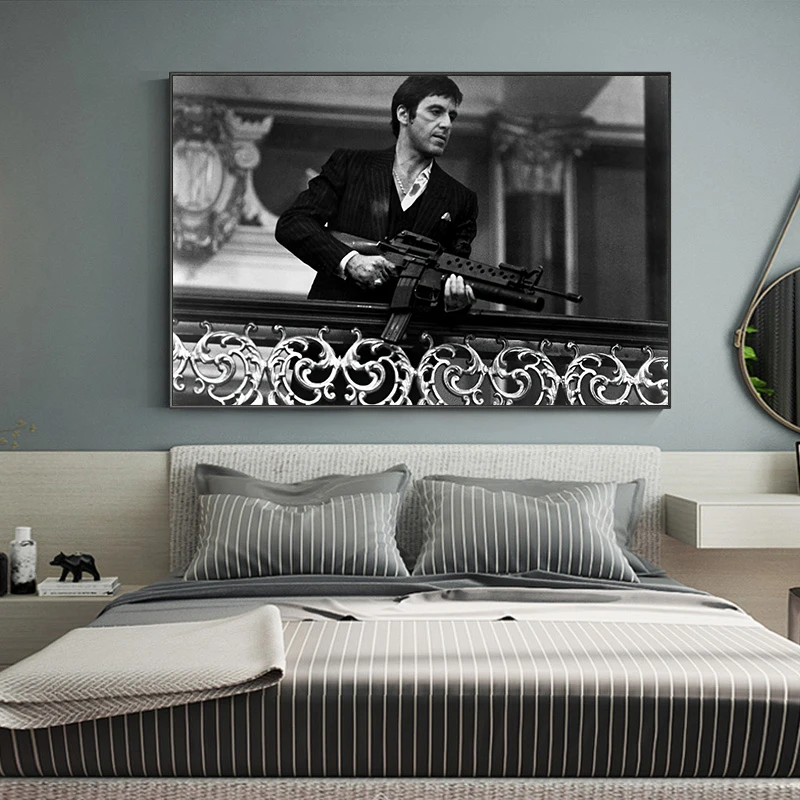 Scarface Tony Montana Posters Print Canvas Painting Classic Gangster Movie Figure Wall Art For Modern Room Home Decoration