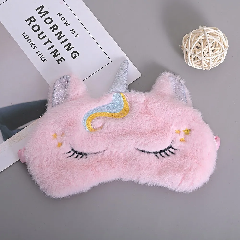 Soft Plush Sleeping Mask para viagens, Glitter Unicorn Eye Cover, Eyepatch Blindfold, Máscaras bonitos para descanso