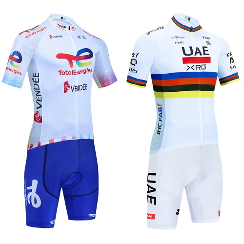 Nueva camiseta de Ciclismo de los Emiratos Árabes Unidos, Jersey blanco del equipo TOTAL, conjunto de pantalones cortos para hombres y mujeres, Ropa de Ciclismo de secado rápido, Ropa de camiseta profesional para bicicleta