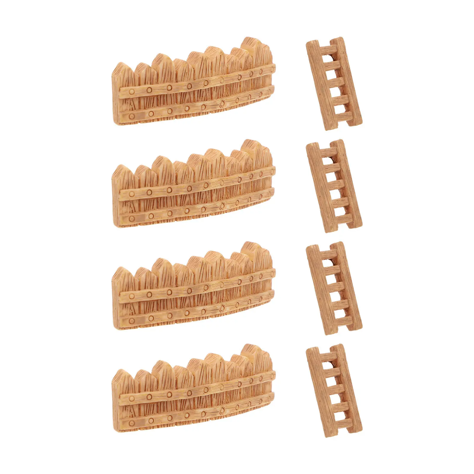 8Pcs Realistic Resin Fence Ladder Miniature Decor for Micro Landscape Craft Garden Desk Terrarium Home Office Microscape