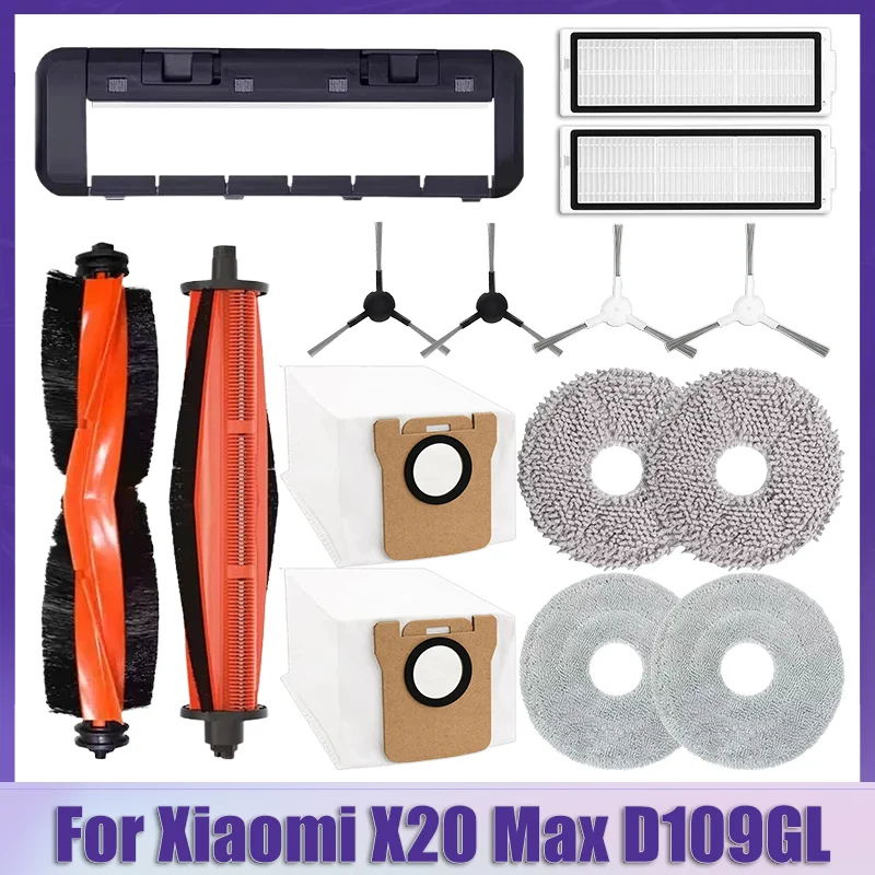 Parts For Xiaomi Mijia M30 D102 / Xiaomi X20 Pro D102GL / Xiaomi X20 Max D109GL Dust Bag Filter Mop Pads Main Side Brush