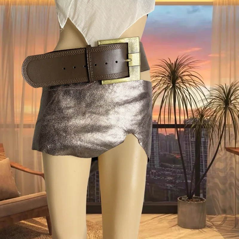 

Super Wide Belt Vintage Leather Clothing Nightclub Ladies Punk Style Belt Rivet Decorative Belt Belt for Women