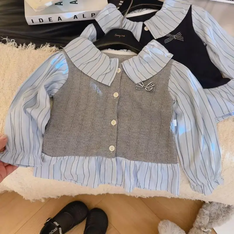 Child Cartoon Kawaii Long Sleeved Autumn New Princess Round Neck Tops Sweet Fashionable T-Shirt Sweat Wicking Moisture Absorbing