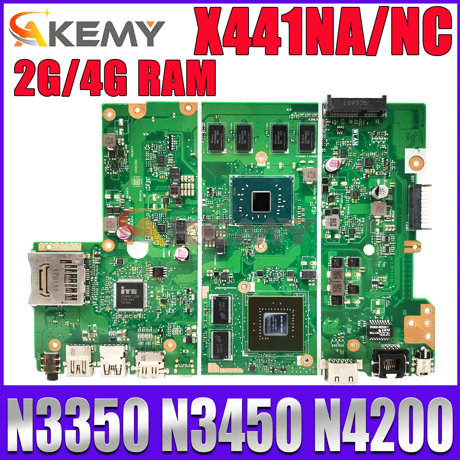 

X441NC Mainboard For Asus X441NA X441N A441N F441NA K441NA Laptop Motherboard 2G/4G RAM N4200 N3350 N3450 CPU GT810/GT820/UMA