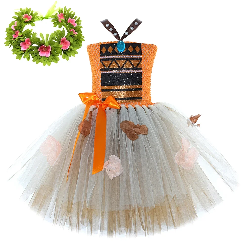 

Girls New Christmas Halloween Fancy Tutu Dress Moanna Princess Costumes for New Year Carnival Clothes Birthday Party Outfit