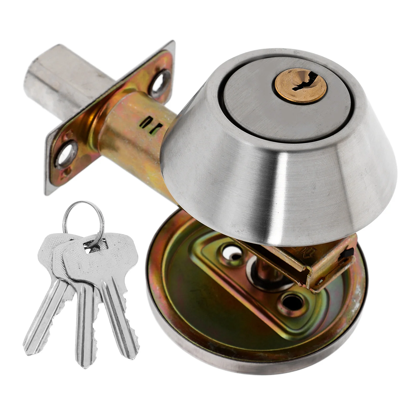 

Hidden Stainless Steel Heavy Duty Deadbolt Lock Single Cylinder Door Lock Secure Interior Entry Copper Core Iron Key