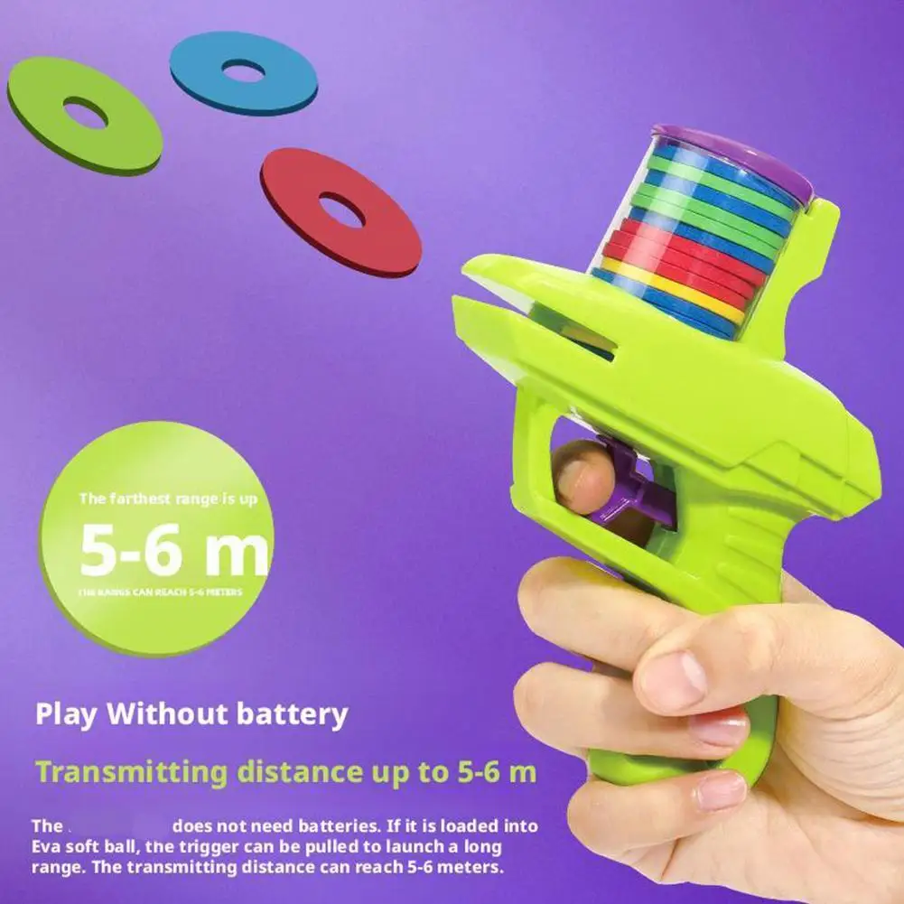 1/3/5/10Pcs Kids Outdoor Game Foam Disc Gun Toy With 15pcs Reusable Foam Disc Parent-child Interactive Children Toy