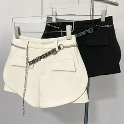 Short en patchwork avec lettre J pour femme, taille haute, coupe couvertes, pantalon en laine coréenne, nouveau bas