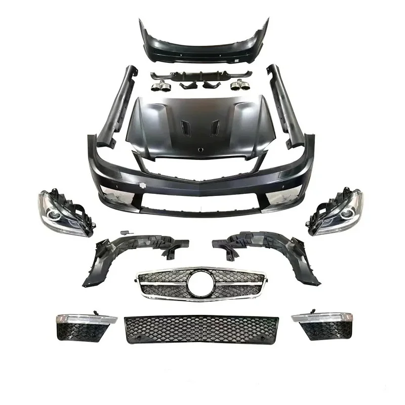 

Body Kit for C Class W204 2008-2014 Change to C63 Model Include Front and Rear Bumper and Grille and Auto Lamps Hood
