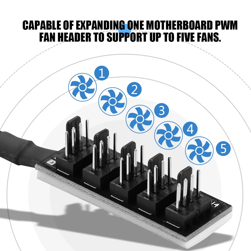 fan hub 5-Port PC 4-Pin PWM CPU Cooling Fan Splitter Hub Adapter Braided Cable 1 Female to 5 Male fan adapter fan hub splitter