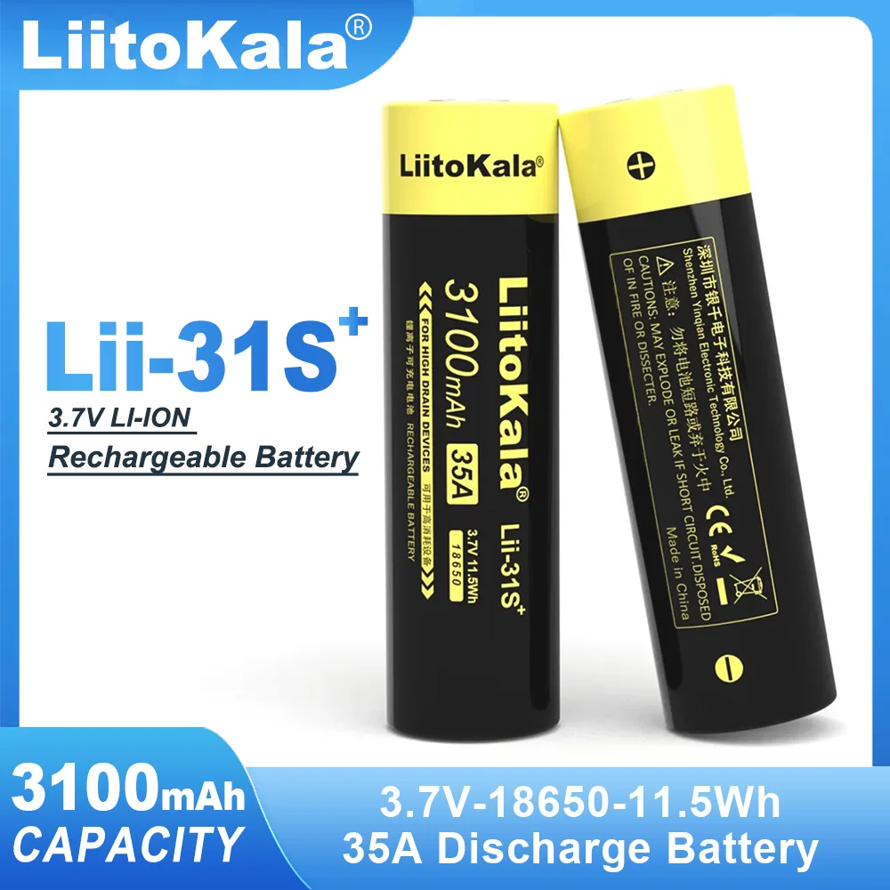 LiitoKala Lii-31S akumulator 18650 3.7V litowo-jonowy 3100mA do urządzeń wysoki odpływ.