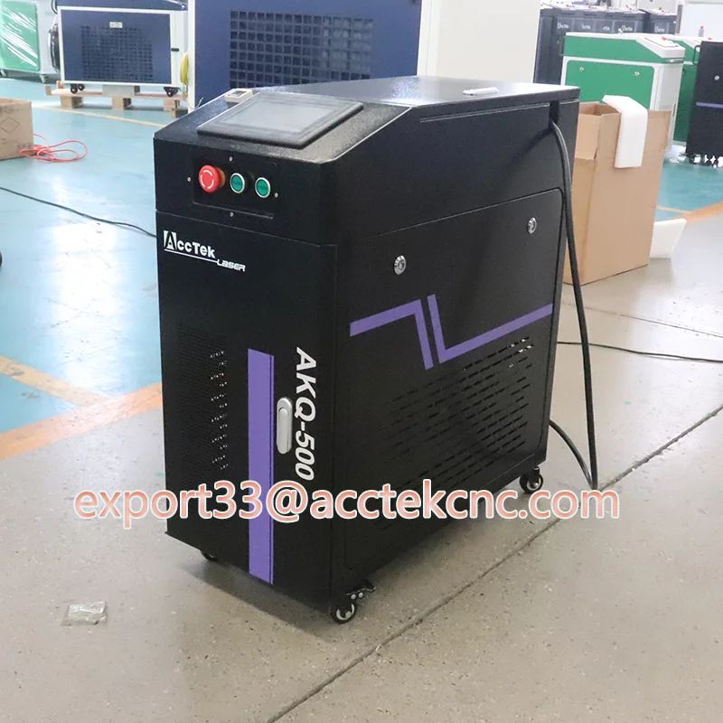 AKQ-500 Pulsed Laser Cleaning Machine Portable Air Cooled Wood Metal Paint Remover Car Under Rust Cleaner 300W 1KW 2KW Price