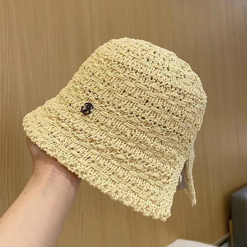 Foldable Handmade Hollow Knitted Hat Literary Girl Fisherman Hat Crocheted Hat Ethnic Baotou Hat Cotton Pullover Hat Breathable