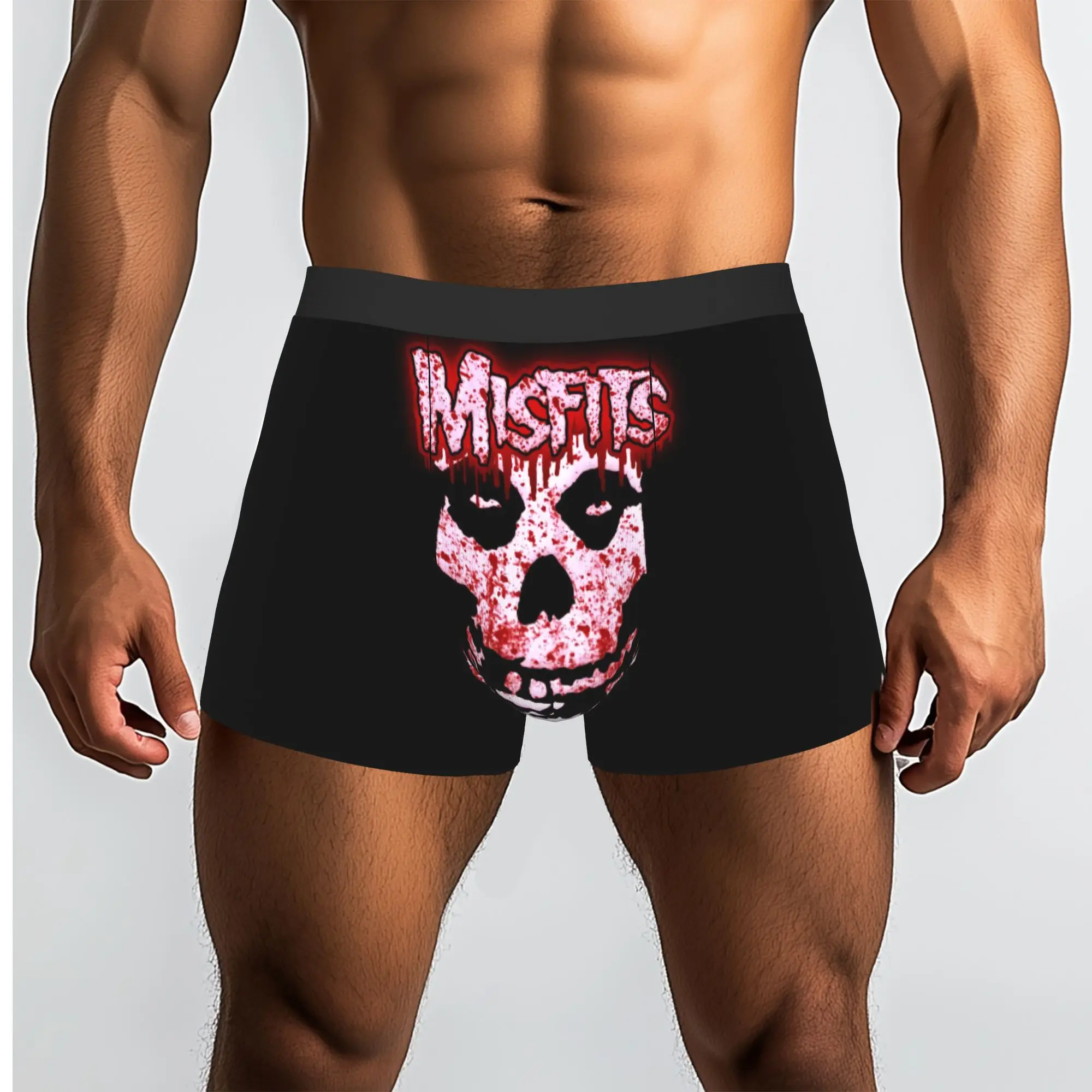Custom Rock Punk Band Misfits Skull Face Underwear Men Stretch Heavy Metal Boxer Briefs Shorts Panties Soft Underpants For Homme