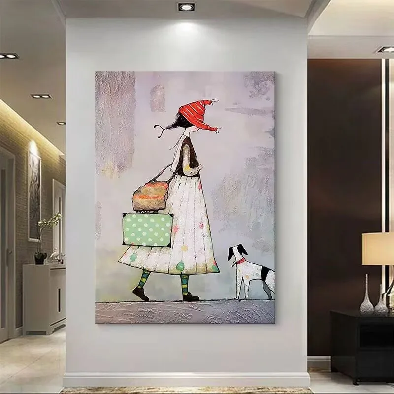 

Pure hand-painted abstract figure oil painting living room entrance decorative painting Nordic style niche texture painting