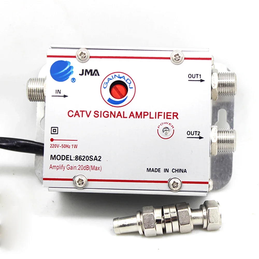 Amplificador de sinal de antena de tv catv 20db, divisor 8620sa2 para entrada de tv digital, dois saídas, plugue ue 220v50/60hz