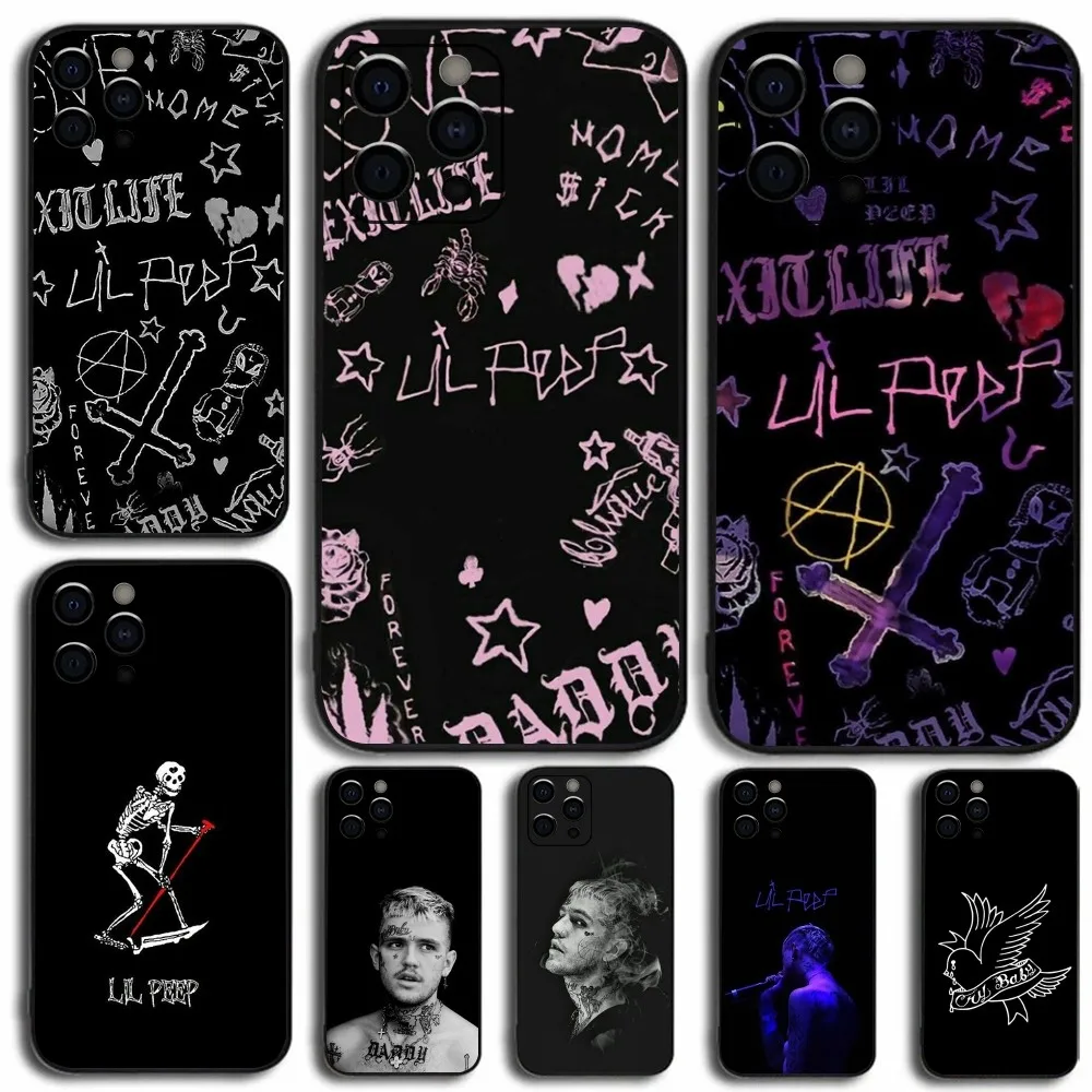 Rapper L-Lil P-Peep Phone Case For Apple iPhone 15,14,13,12,11,Pro,X,XS,Max,XR,Plus,Mini Soft Black Cover