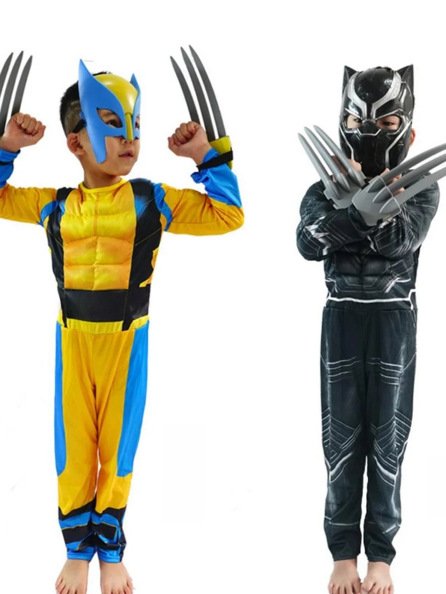 

Новый детский комбинезон с мышцами Росомахи, косплей, Хэллоуин, Блэ Пантера, сценический костюм для мальчиков, весна