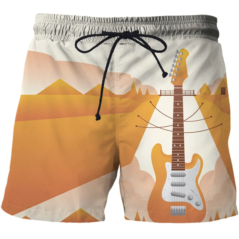 Guitar Musical Instrument 3D Print Shorts Men Women Street Casual Oversize Short Pants Summer Cool Mens Swim Sport Beach Shorts