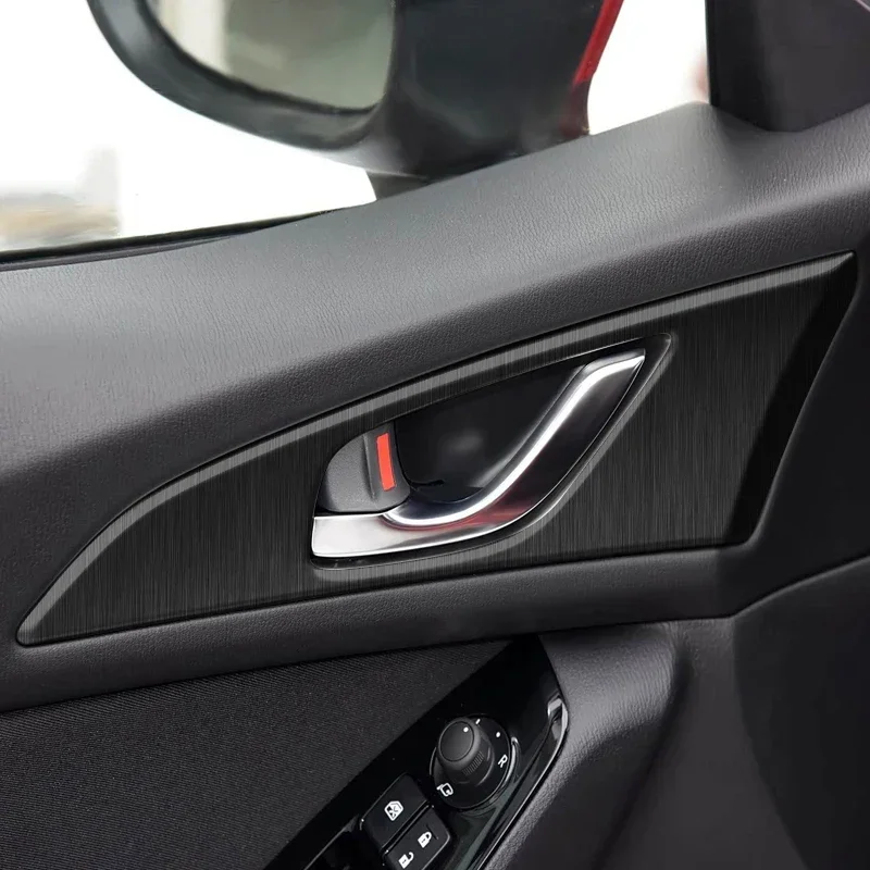 Car Carbon Fiber Gear Shift Box Decal Window Lift Switch Sticker Door Handle Dash Cover Auto For MAZDA 3 AXELA BN BM 2014-2018