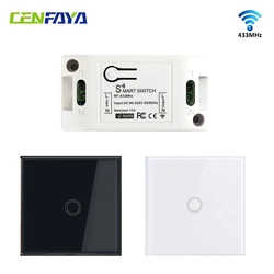 CENFAYA Wireless Light Switch and Receiver Kit No in-Wall Wiring Required Remote Control Wall Touch Switch Lighting Fixture 220V