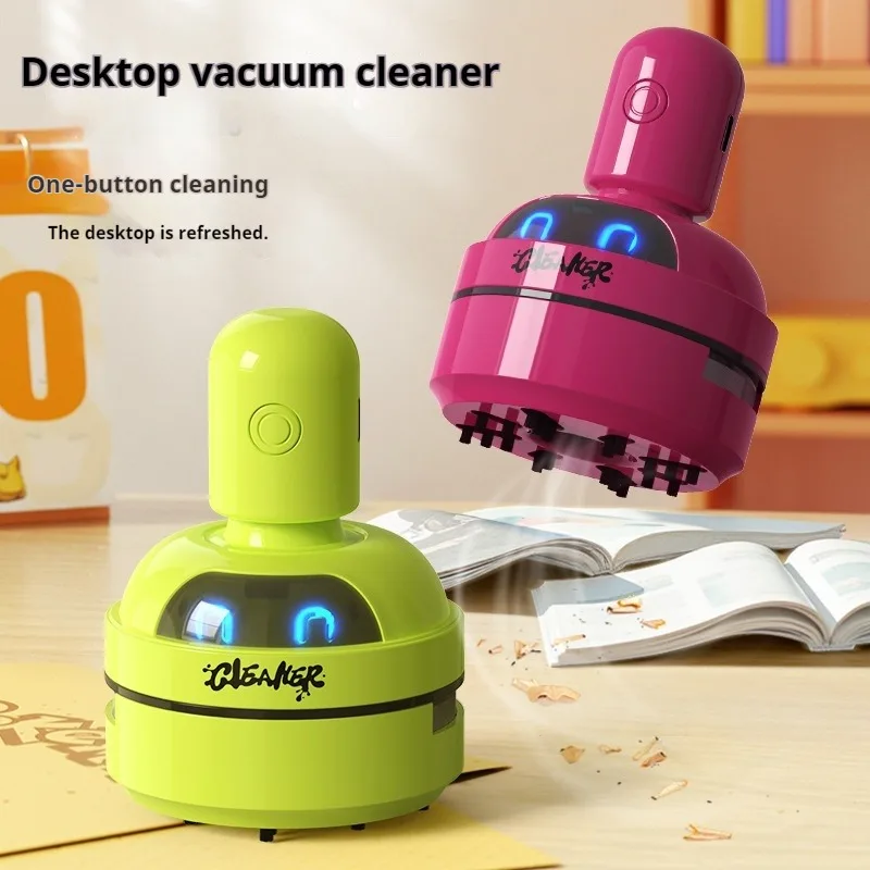 Desktop Cleaner Vacuum Cleaner Cartoon Mini Portable for Eraser Pencil Shavings Dust Cleaning for Keyboard Desk Table