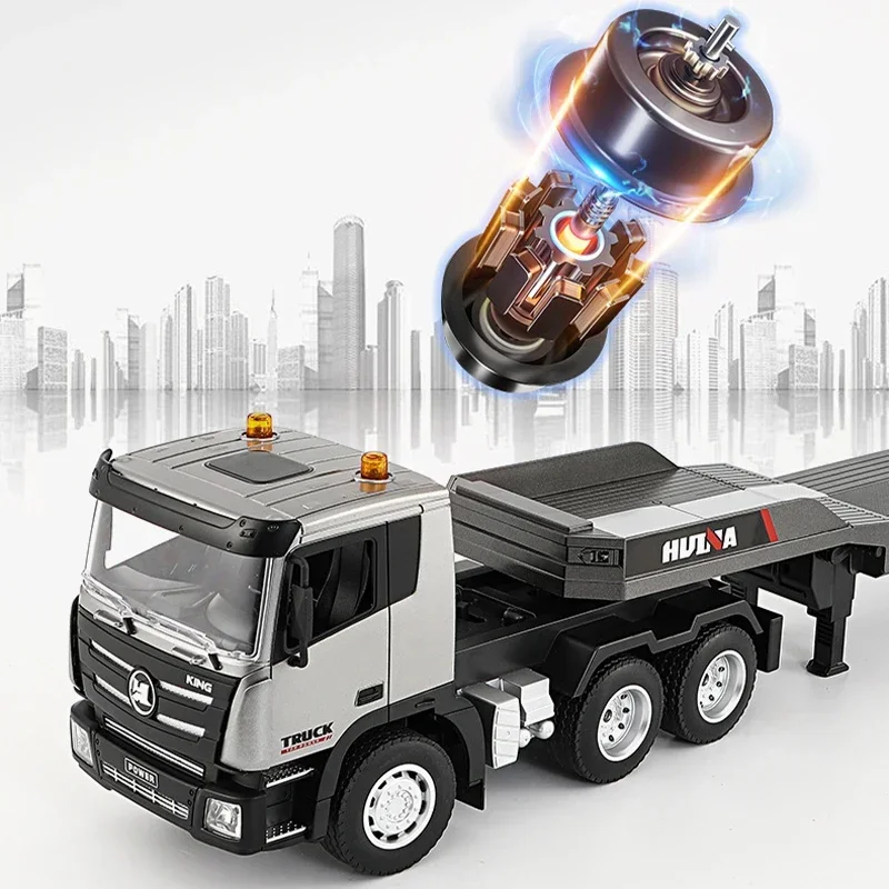 Huina 1318 1:24 Rc Trailer Truck Tractor 2.4g Remote Control Construction Radio Control Flatbed Rc Car Toys For Boys Kids Gifts