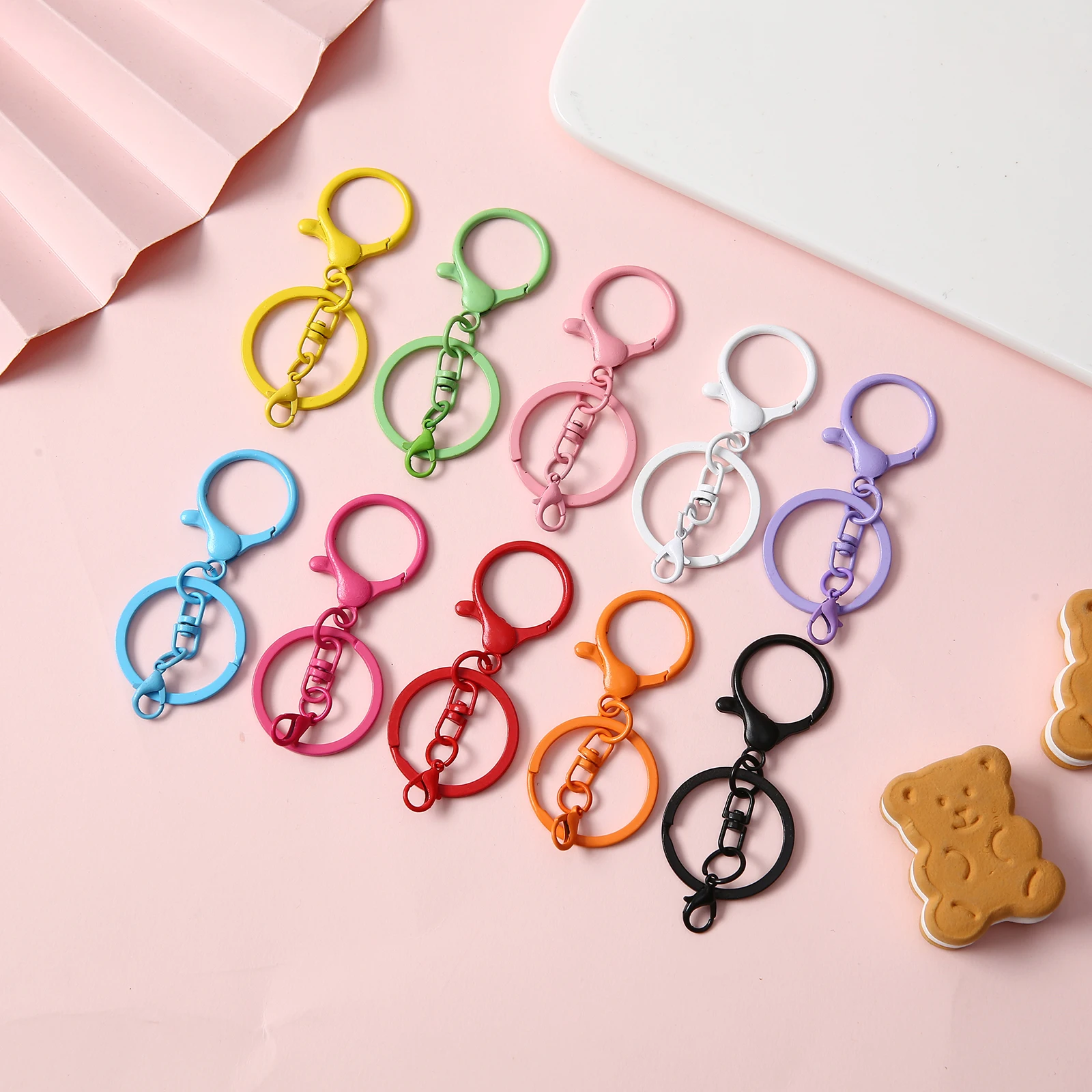1/2/5/10/20 PCS Colorful Lobster clasp Metal Keychain Fashion Rings Connectors for DIY Keychain Lanyard Jewelry Making Supplies