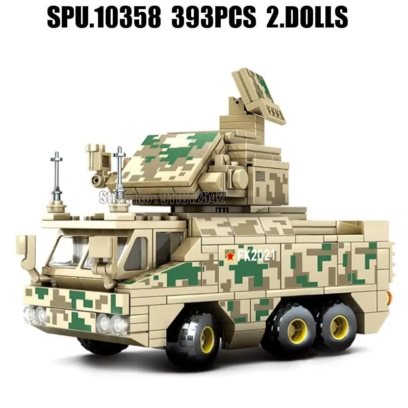 105603 393pcs Military Air Defense Missile Vehicle Army Weapon Boy 2 Solders Building Blocks Toy