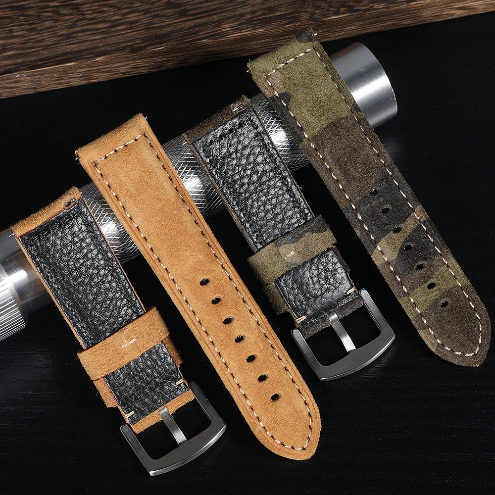 Genuine Suede Watch Strap 22mm - Suede Strap Watch 评论和价格