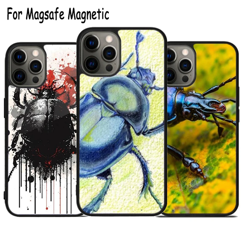 Dung Beetle Insect Wireless Charge Magsafe Phone Case For iPhone 15 16 14 13 11 12 Pro Max Plus Magnetic Bumper Cover