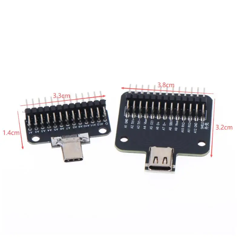 USB Type-C Male Female Test Board Dual Insertion USB 3.1 Adapter Row Pin for Hobbyist Electronic DIY Production Projects