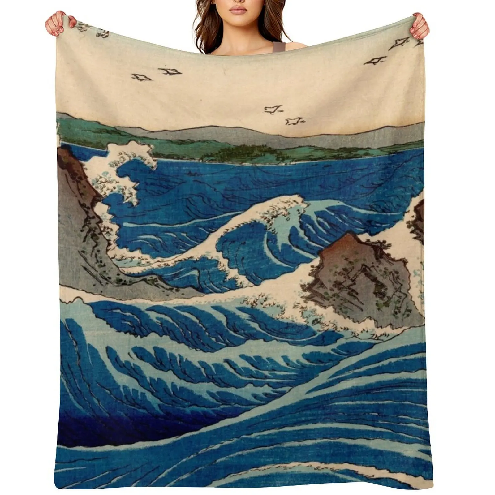 

Whirlpool Utagawa Hiroshige Vintage Japanese Woodblock Print East Asian Culture Antique Art Throw Blanket Bed covers Blankets