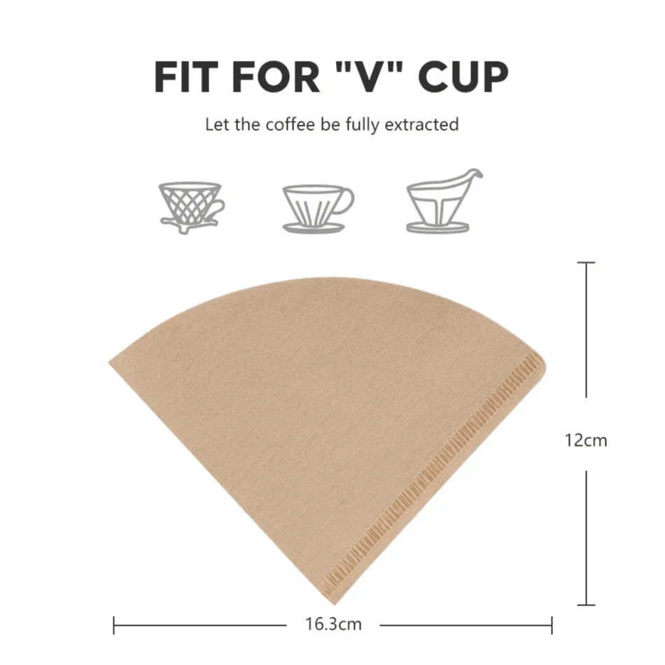 Recafimil Koffie Filter Papier Tellen Wegwerp Koffer Filters Natuurlijke Kegel V-Vormig Ongebleekt Filter Voor V.60 Koffie Druppelaar