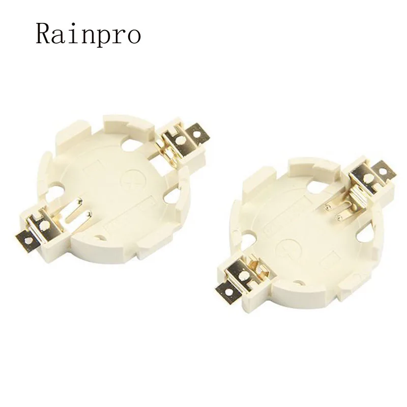10PCS/LOT BS-10F CR2032 gold plated button cell holder, white environmental protection and high temperature resistance