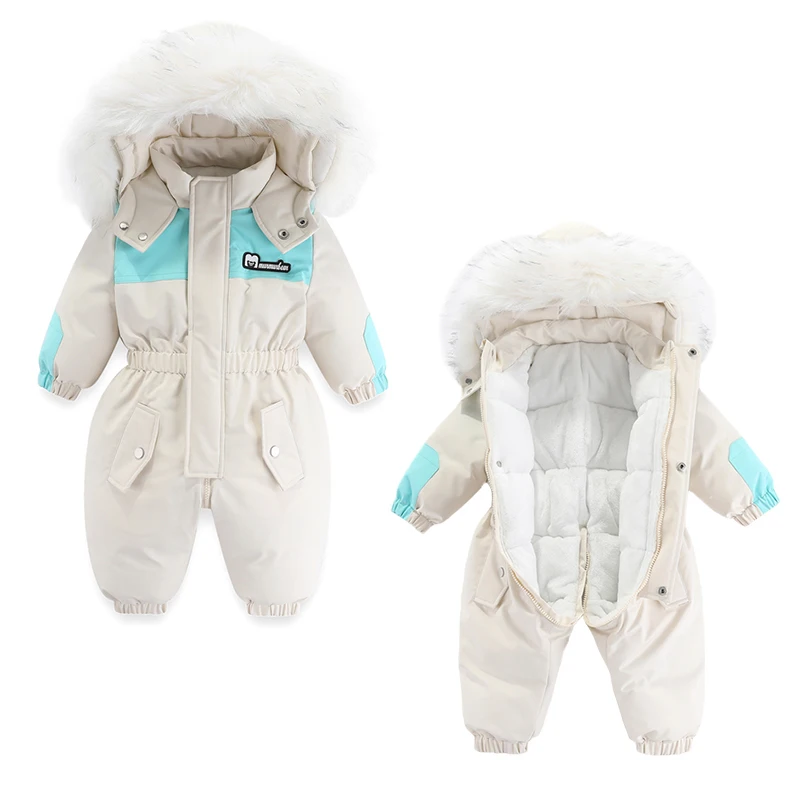 -30 Degree Winter Baby Ski Suit Waterproof Baby Jumpsuit Thicken Boys Overalls Warm Kids Clothes Children Clothing Set 1-5 Yrs