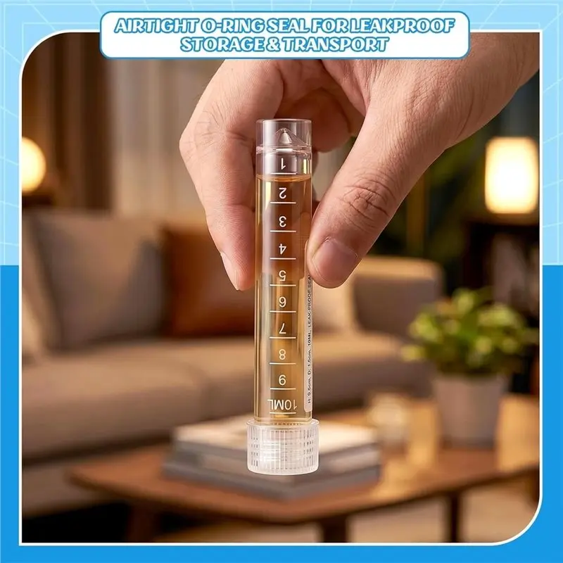 Plastic Graduated Vial Tube 10Ml 50PCS Small Test Sample-Bottles Containers With Screw Caps Lids